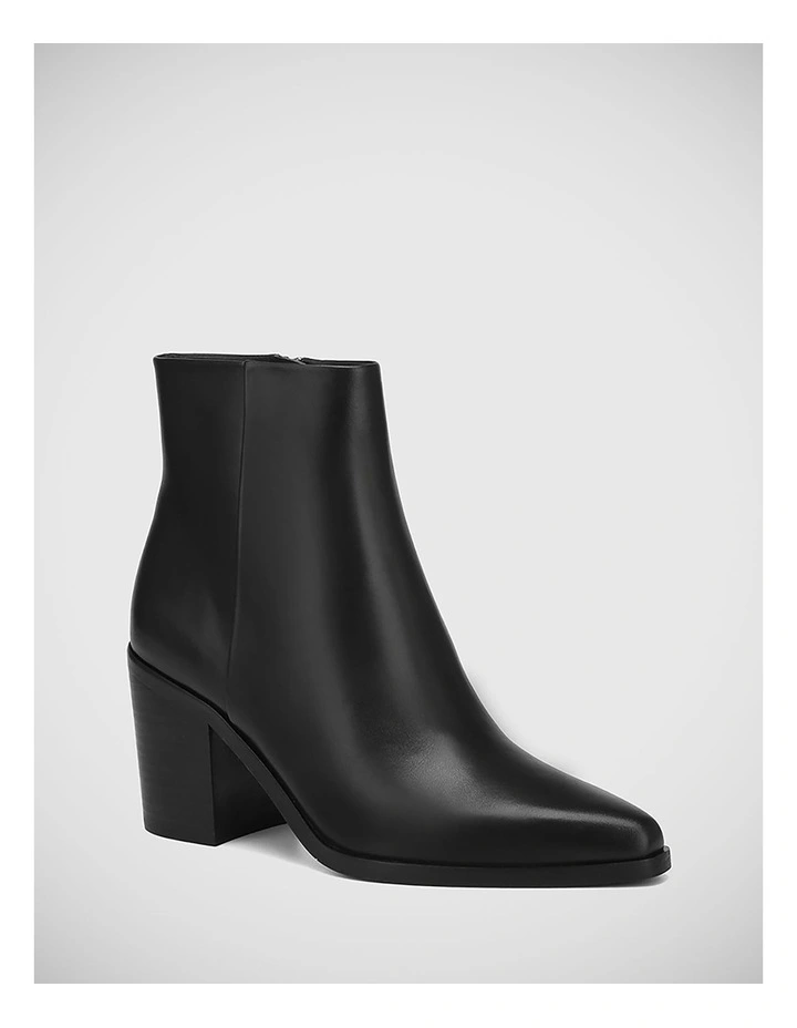 Paisley Leather Ankle Boots in Black