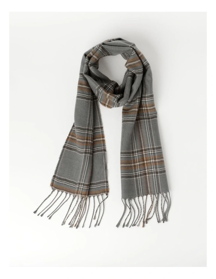 Woven Check Scarf in Camel