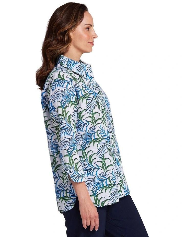 Alani 3/4 Sleeve Shirt in Caribbean