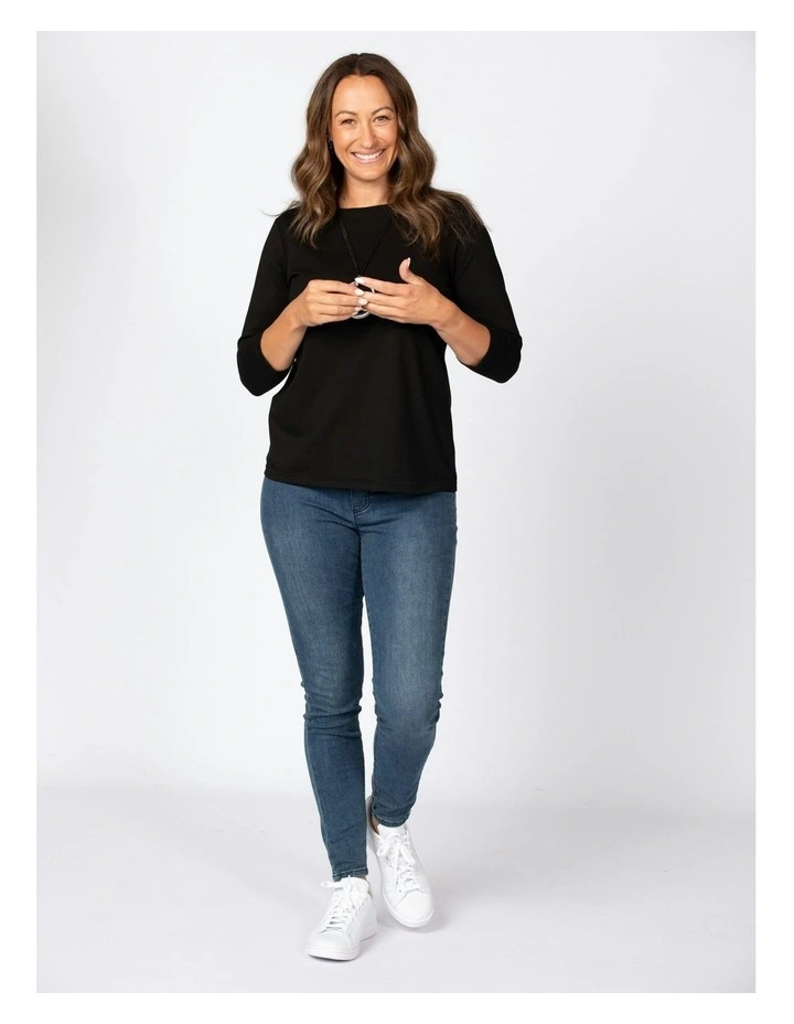 Day Camp 3/4 Sleeve Tee in Black