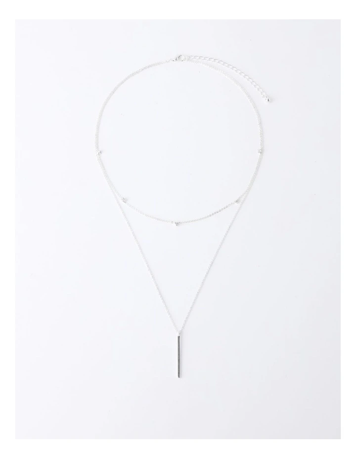 Fine Crystal Double Layer Necklace in Silver