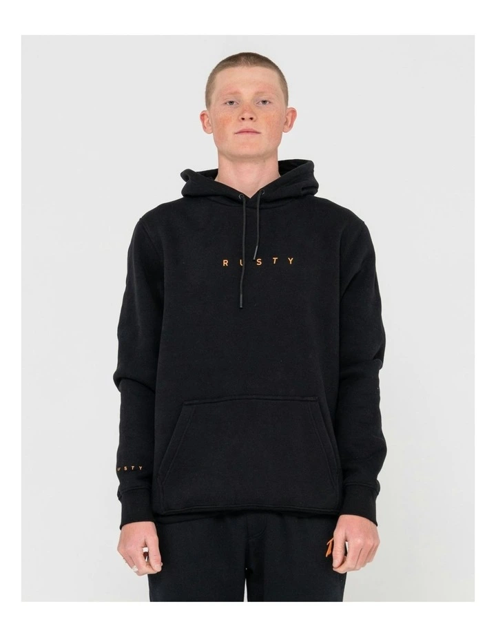 Short Cut Hooded Fleece Pullover in Black