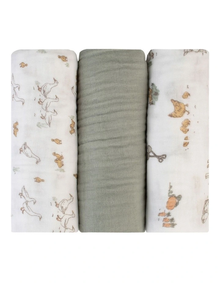 Farmyard Lamb Muslin Wrap 3 Pack