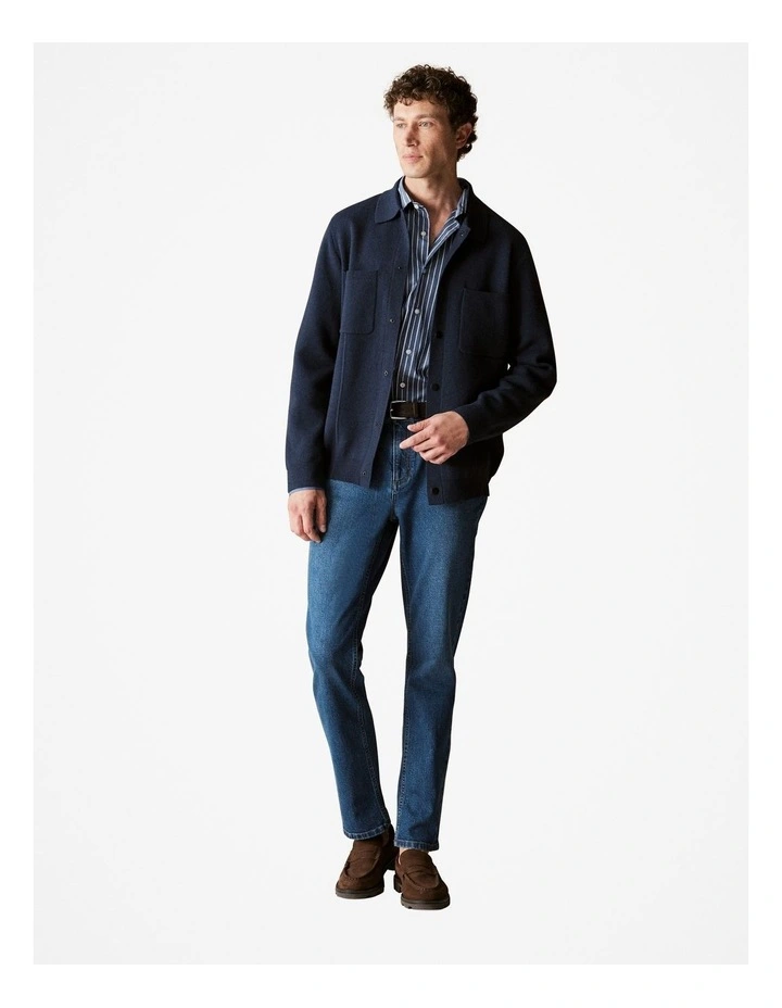 Regular Fit Cotton Urban Striped Shirt in Navy