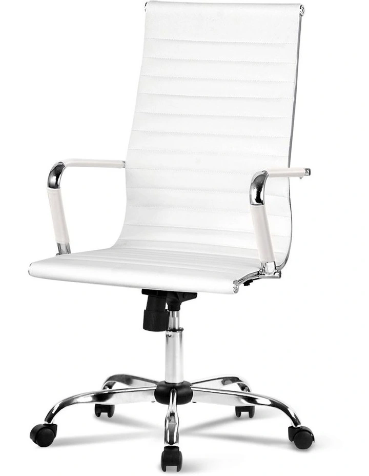 PU Leather Office Chair High Back in White