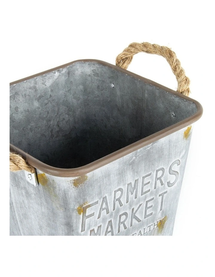 Farmers Market Galv-Rust Square Bucket Planter in Rust