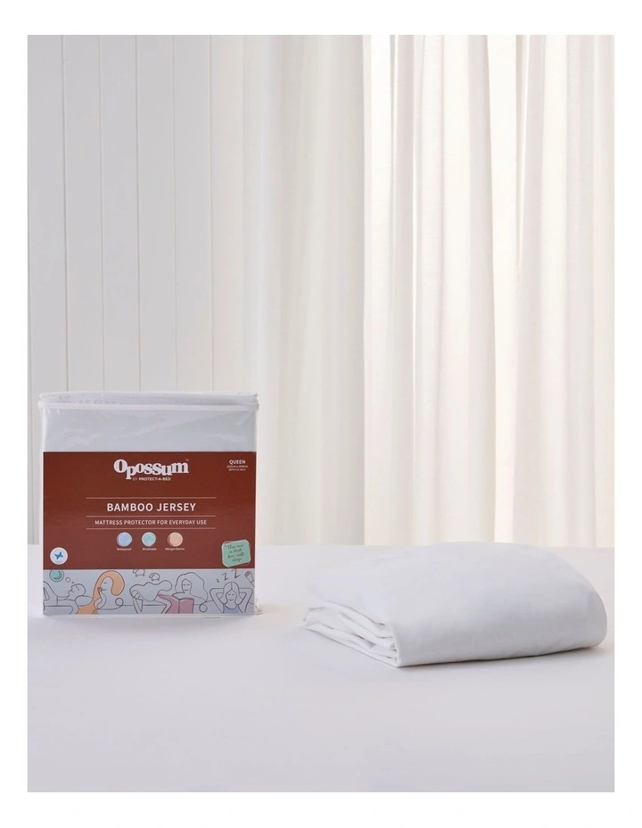 Bamboo Jersey Waterproof Fitted Mattress Protector in White