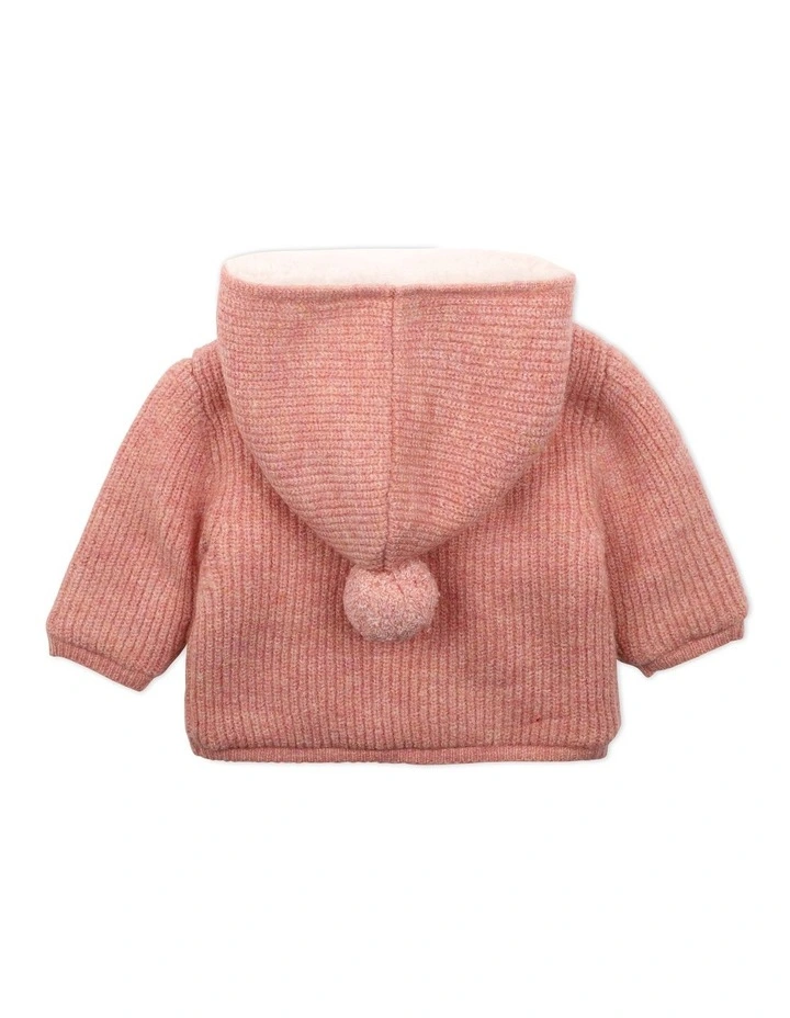 Knitted Hooded Jacket in Sherbet