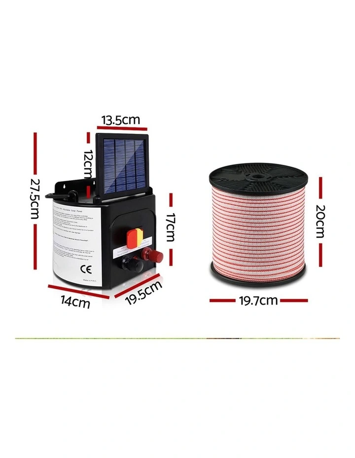 Giantz 5km Solar Electric Fence Energiser Battery Charger