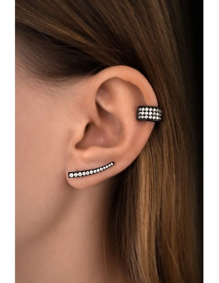 Naked Ear Climber in Black/White