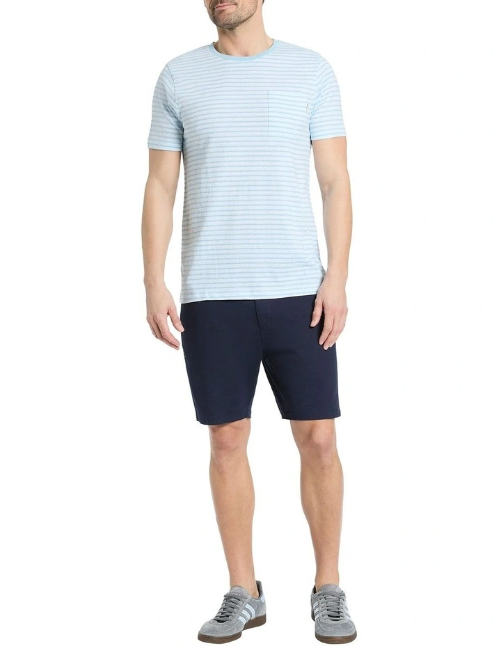 Louis Stripe Tee in Aqua Stripe