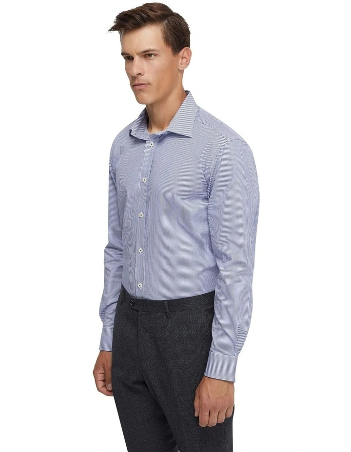 Islington Cotton Striped Shirt in Blue
