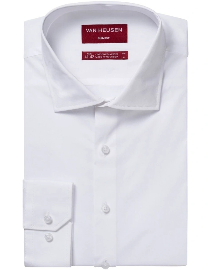 Solid Long Sleeve Business Shirt in White
