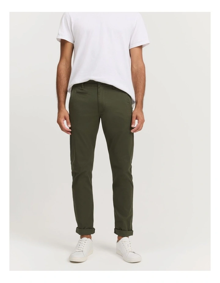 Verified Australian Cotton Standard Fit Stretch Chino in Eden Green