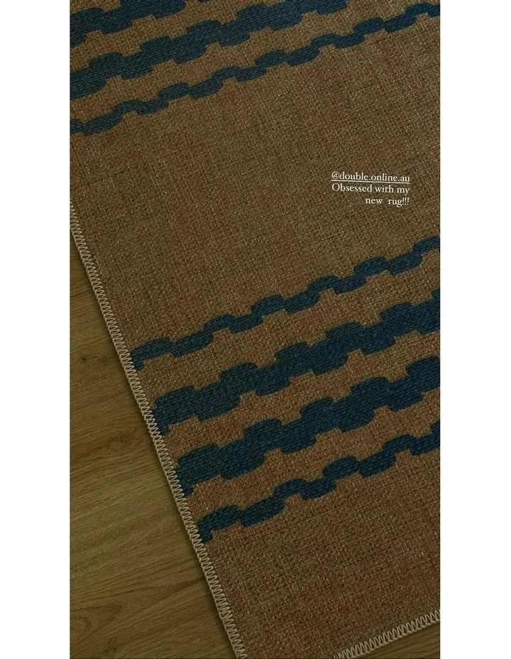 Linen Washable New Jute Area Rug in Blue