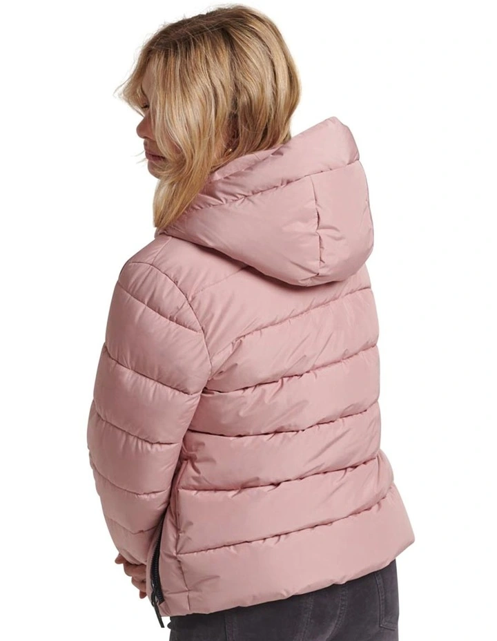 Hooded Sports Puffer in Blush Pink