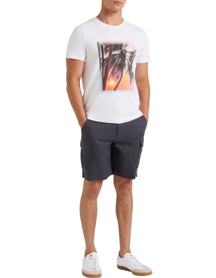 Lenny Linen Cargo Short in Graphite
