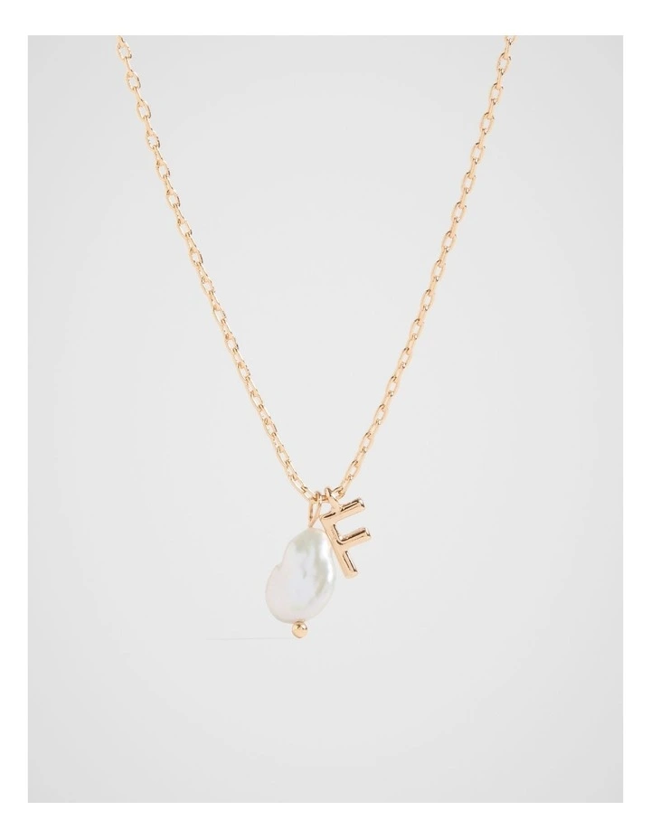 Pearl Alphabet Necklace F in Gold