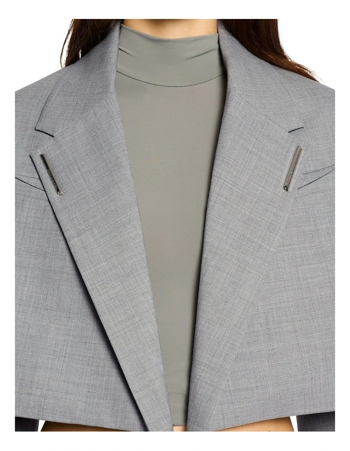 Moon Dial Cropped Blazer in Silver