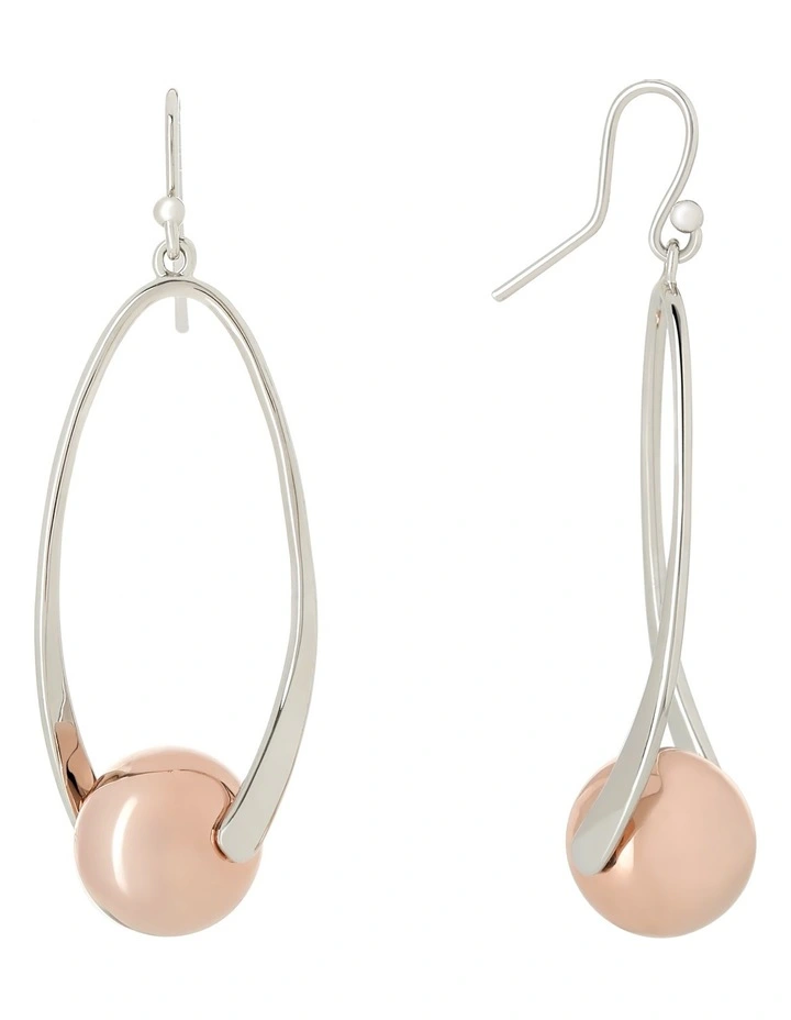 Pearl Story Rhodium and Rose Gold Tone Earrings Ger7951M