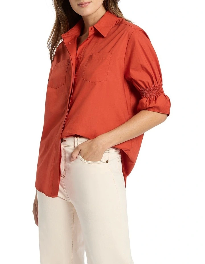 Trina Cotton Shirt in Tangerine