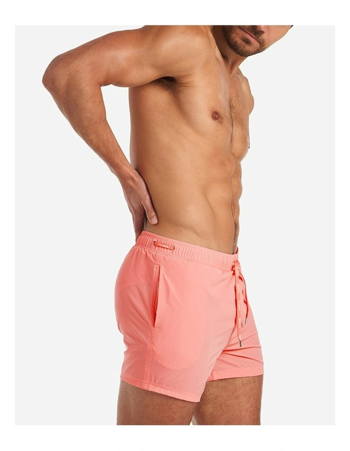 Grid Swim Short in Bondi Pink