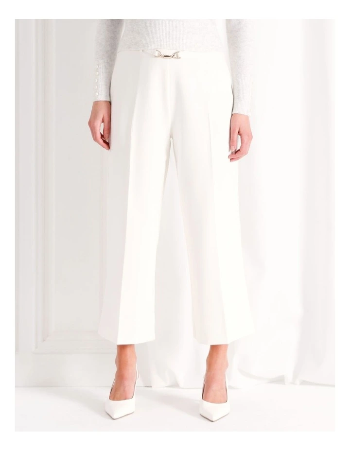 Belted Culotte Pant in White