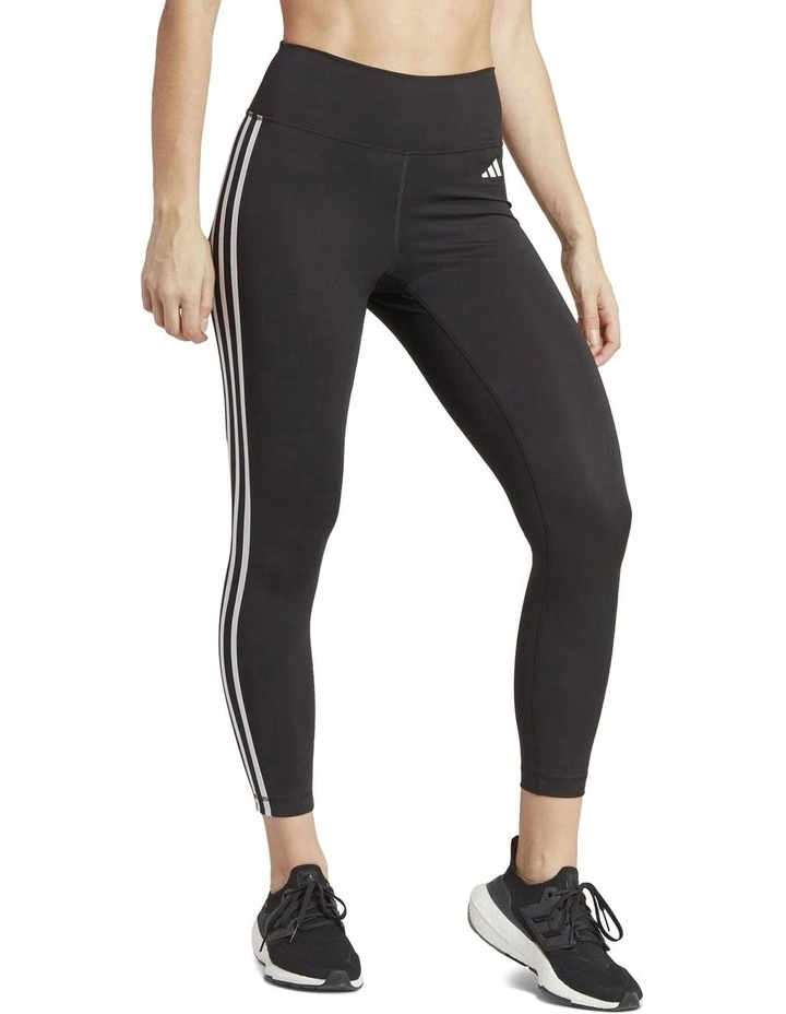 Train Essentials 3-Stripes High-Waisted 7/8 Leggings in Black