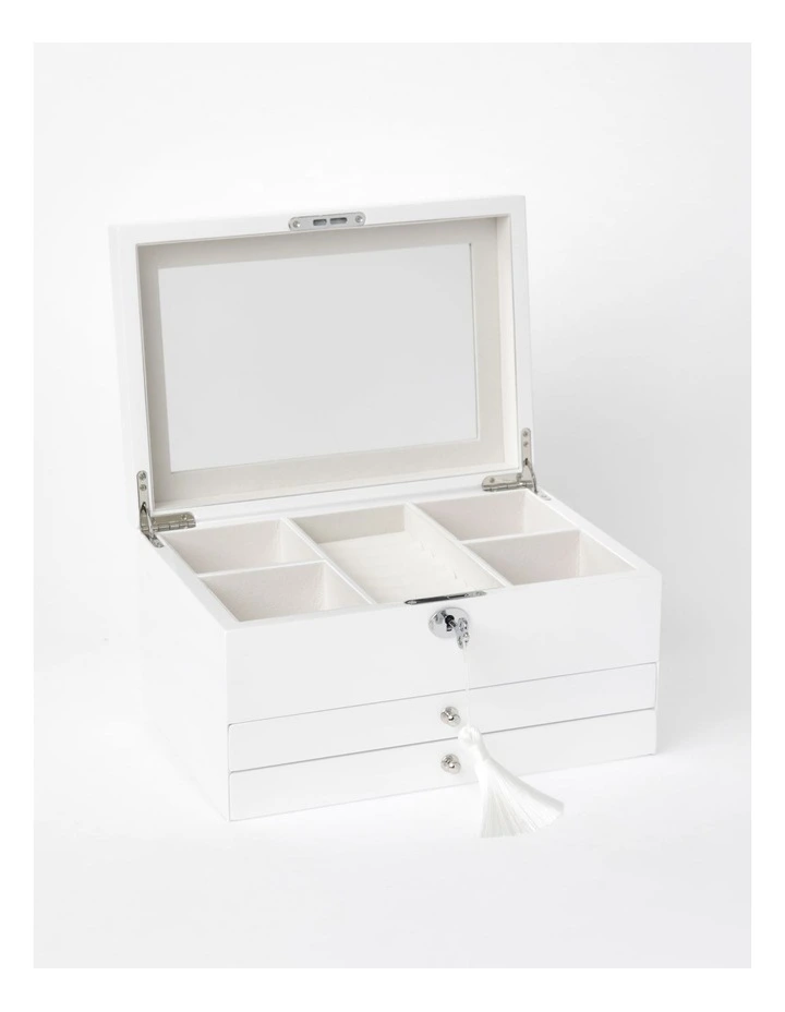 Multi Drawer High Gloss Jewellery Box in White
