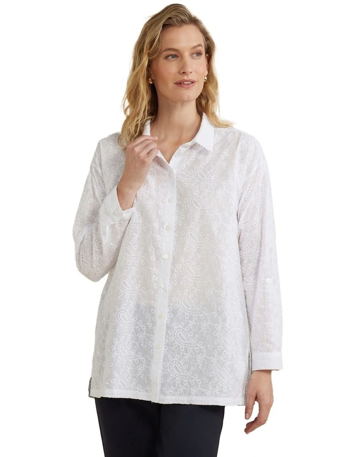 Broderie Overshirt in White