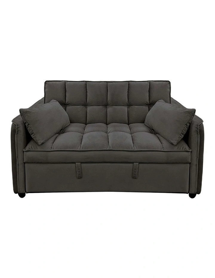 Quincy Tufted 2-Seater Velvet Sofa Bed in Dark Grey