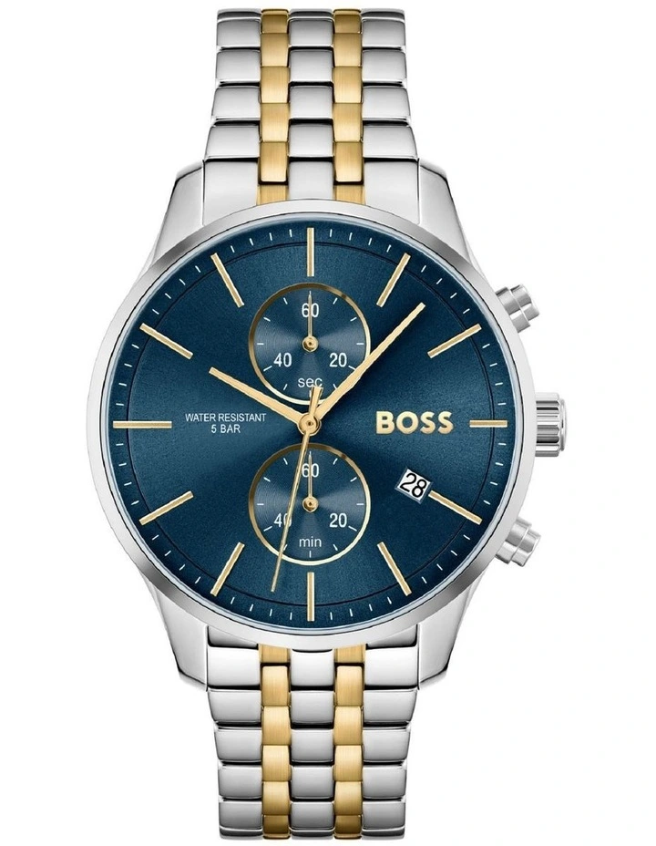 Associate Blue Dial Two Tone Stainless Steel Qtz Chrono Watch 1513976