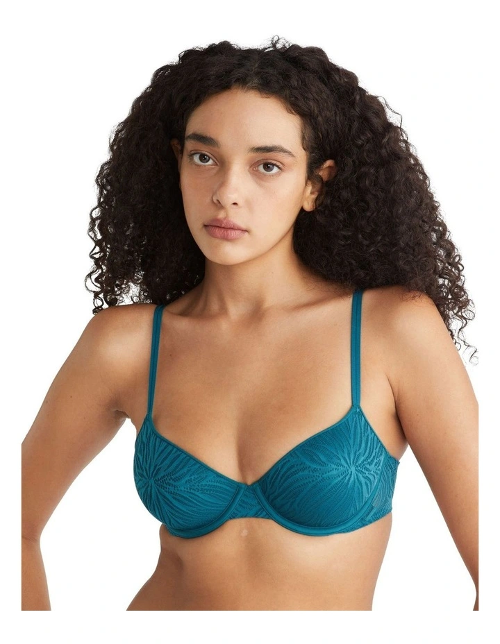 Sheer Marquisette Lace Lightly Lined Demi in Teal