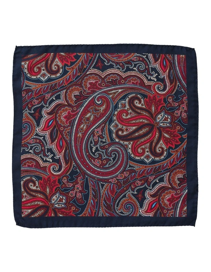 Bold Paisley Silk Pocket Square in Wine