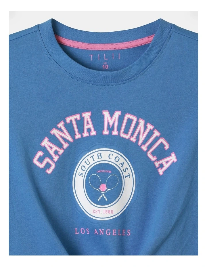 Essentials Tie Front Tee in Blue