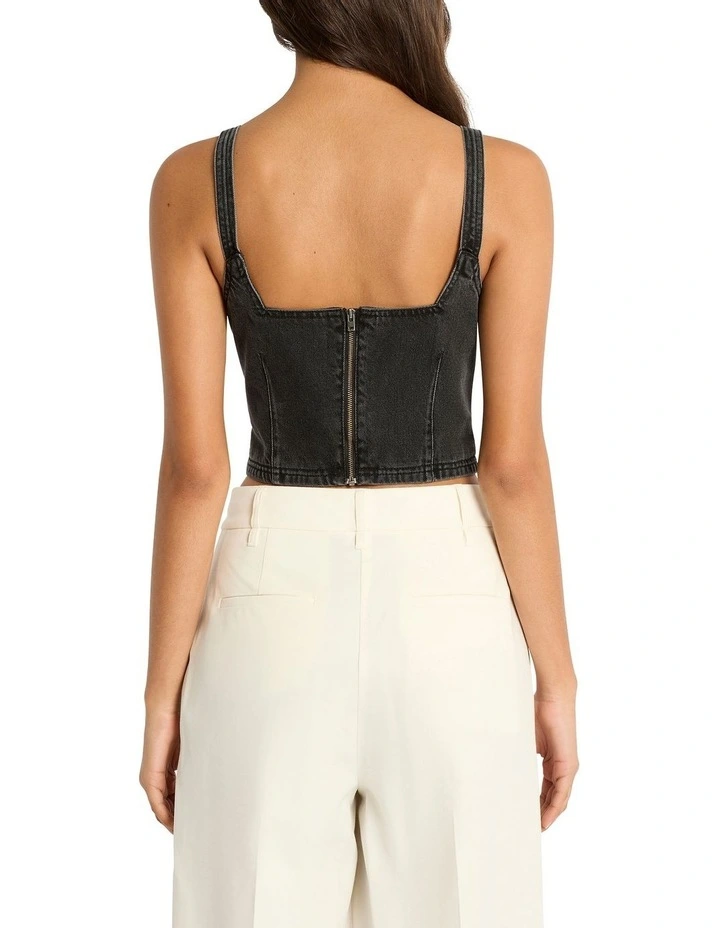 Dark Knight Denim Bodice in Washed Black