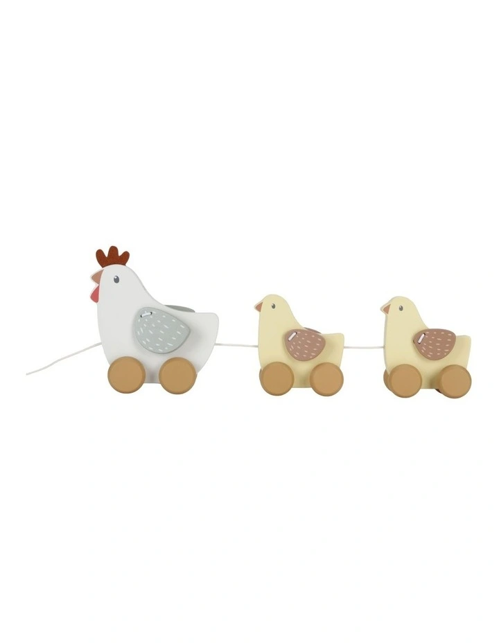 Little Farm Pull Along Wooden Chickens Toy