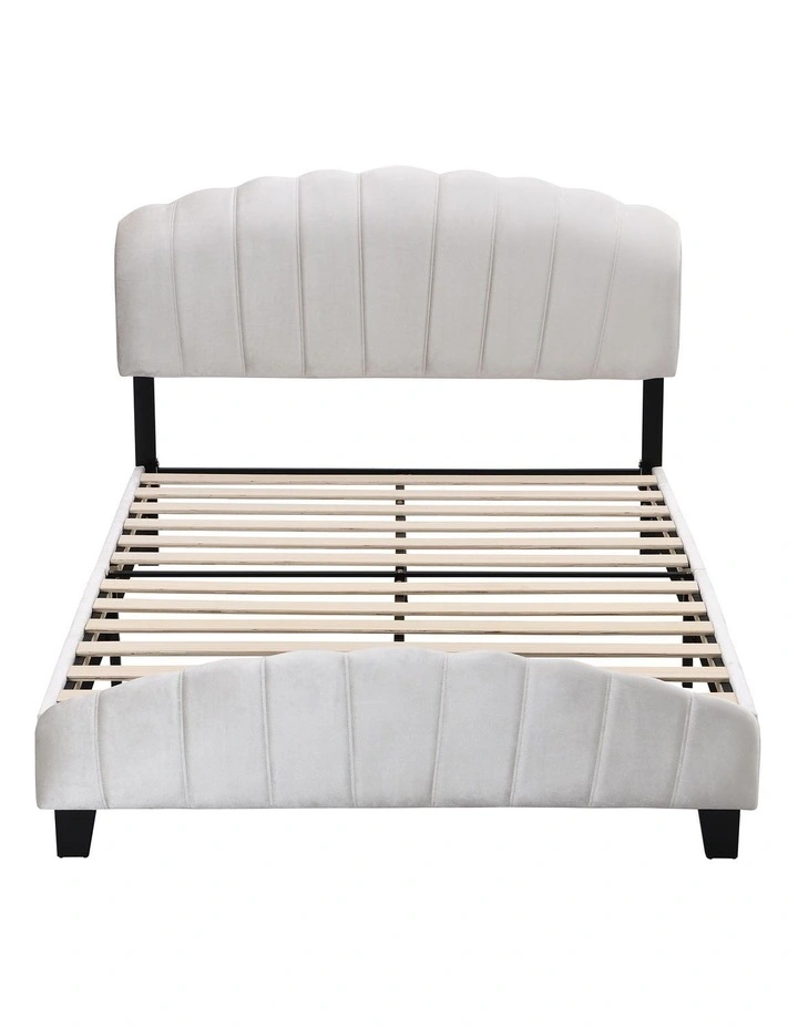 Double Size Shell-Style Bed Frame in Beige