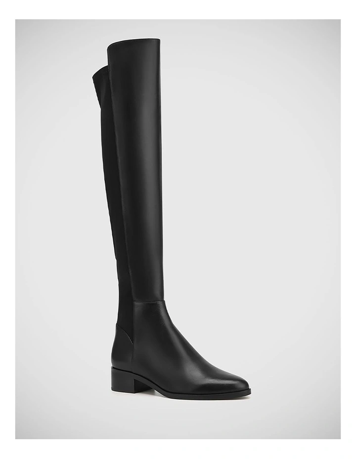 Goldy Leather and Recycled Textile Boot in Black