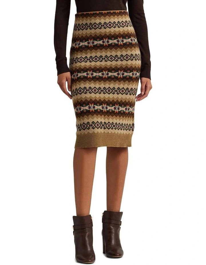 Fair Isle Wool-Blend Knit Pencil Skirt in Assorted