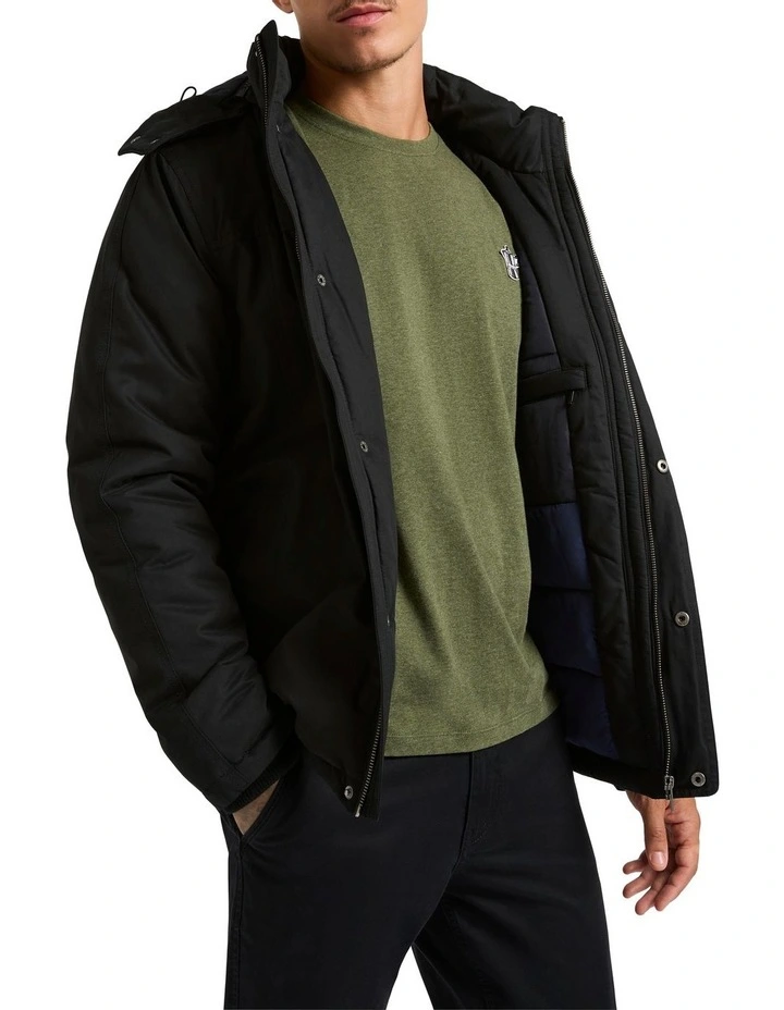 Hunter Padded Parka Jacket in Black