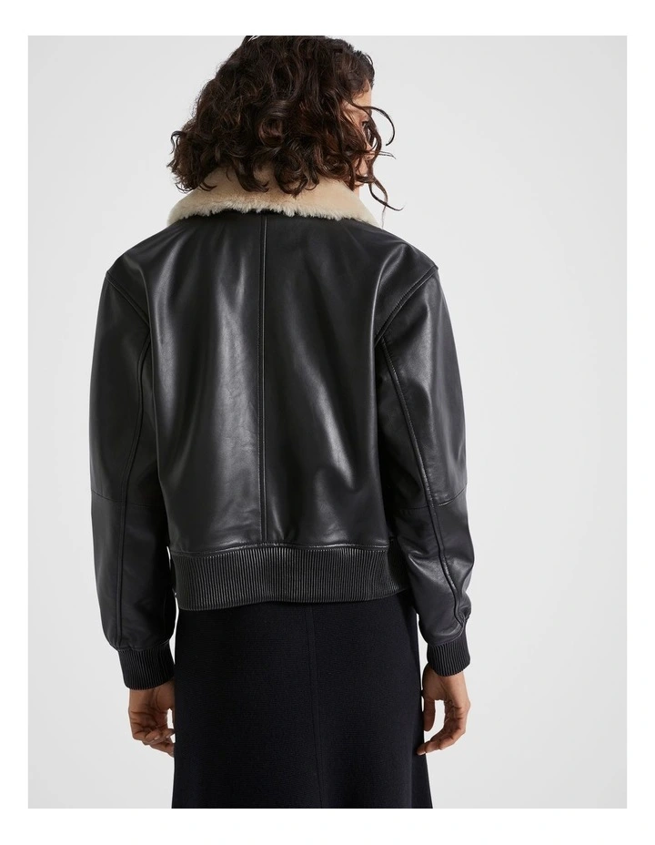 Leather Shearling Jacket in Black