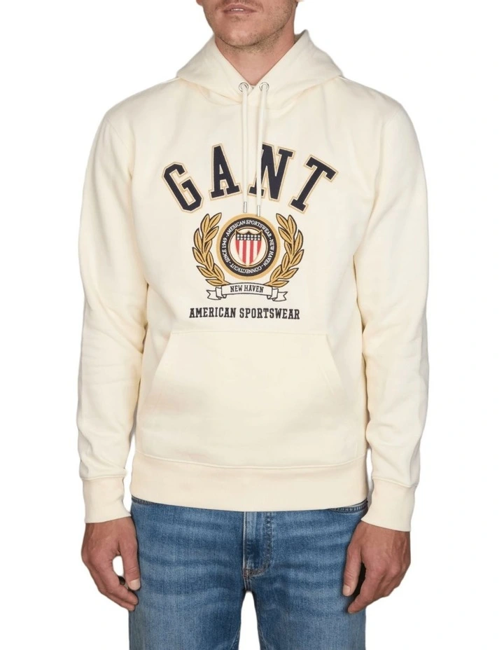 Crest Shield Hoodie in Cream