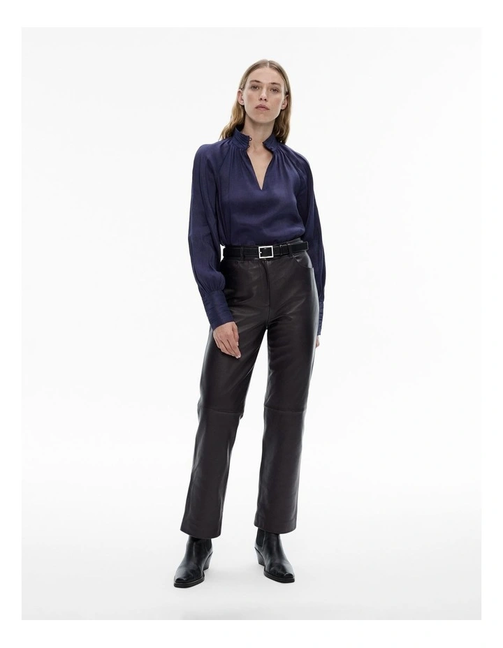 High-neck Raglan Blouse in Midnight