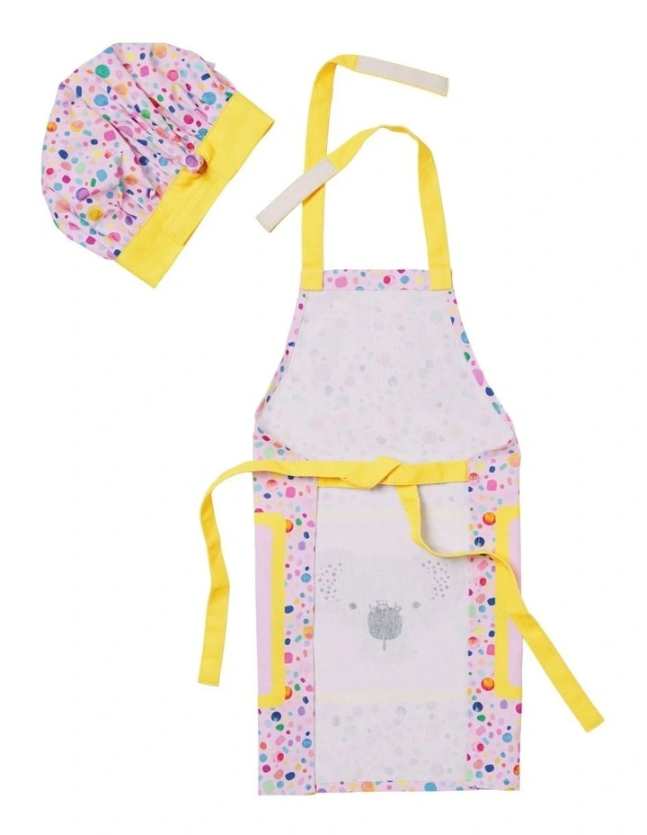 Kasey Rainbow Critters Apron and Hat Set in Pink