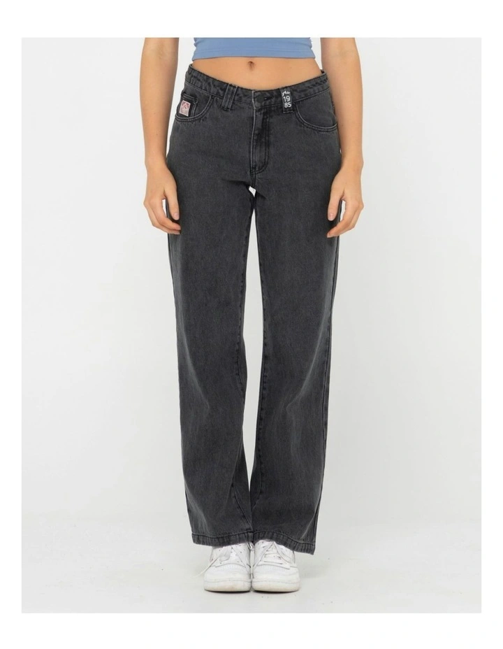 Low Rise Straight Leg Denim Jean in Black