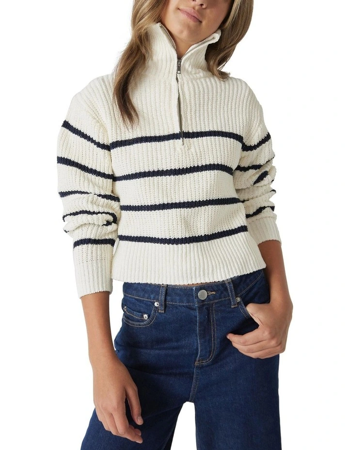 Mia Zip Neck Jumper in Multi