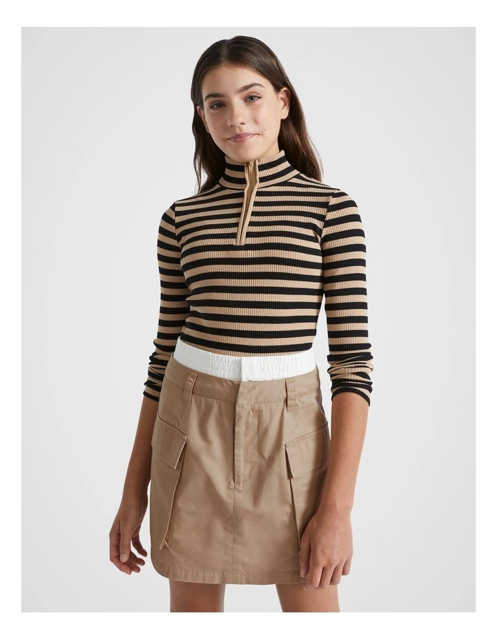 Stripe Zip Neck Top in Multi