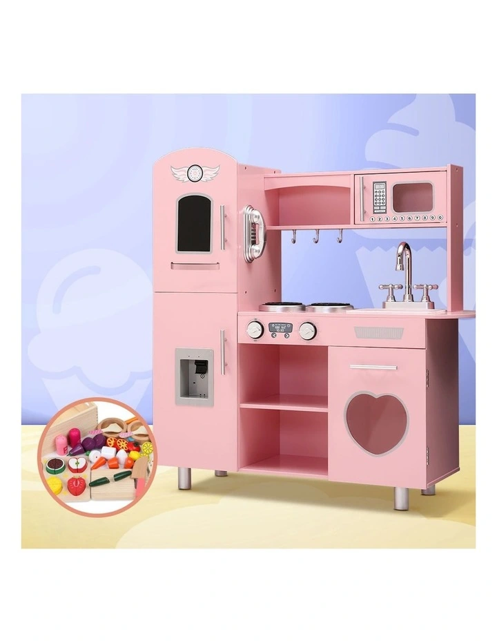 Wooden Kitchen Play Set in Pink