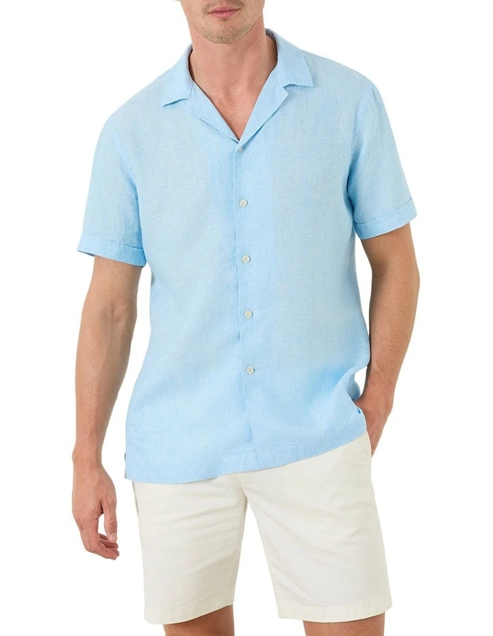 Marini Camp Short Sleeve Collar Shirt in Taormina Turquoise